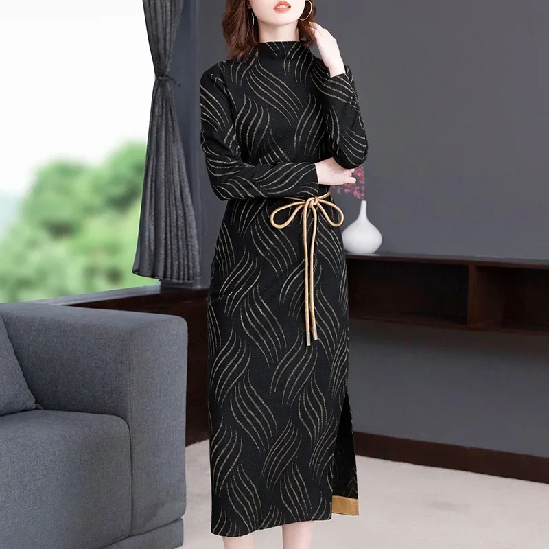 Осень 2024 элегантное китайское платье современное модное платье-Ципао Женская