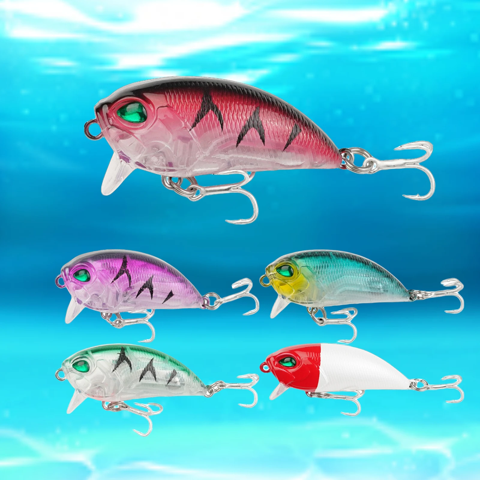 

FOCARP 5pcs Crankbaits Set Lure Mini Fishing Lures Kits Swimbait Wobbler Hard Baits for Bass Trout Pike Freshwater and Saltwater