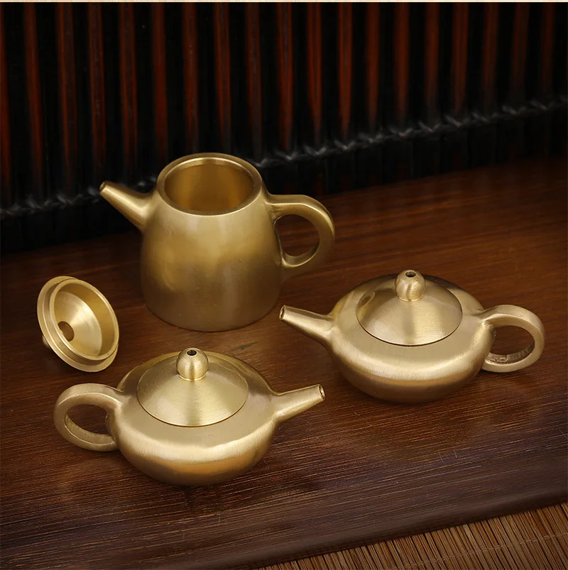 Маленький ручной мини-чайник из чистой латуни металла меди ручная работа офисный