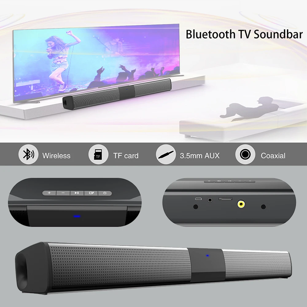 Sound Bar with Surround Sound Shock Bass Wireless Bluetooth 5.0 Support TWS Soundbar Box for TV PC Gaming Home Theater System enlarge