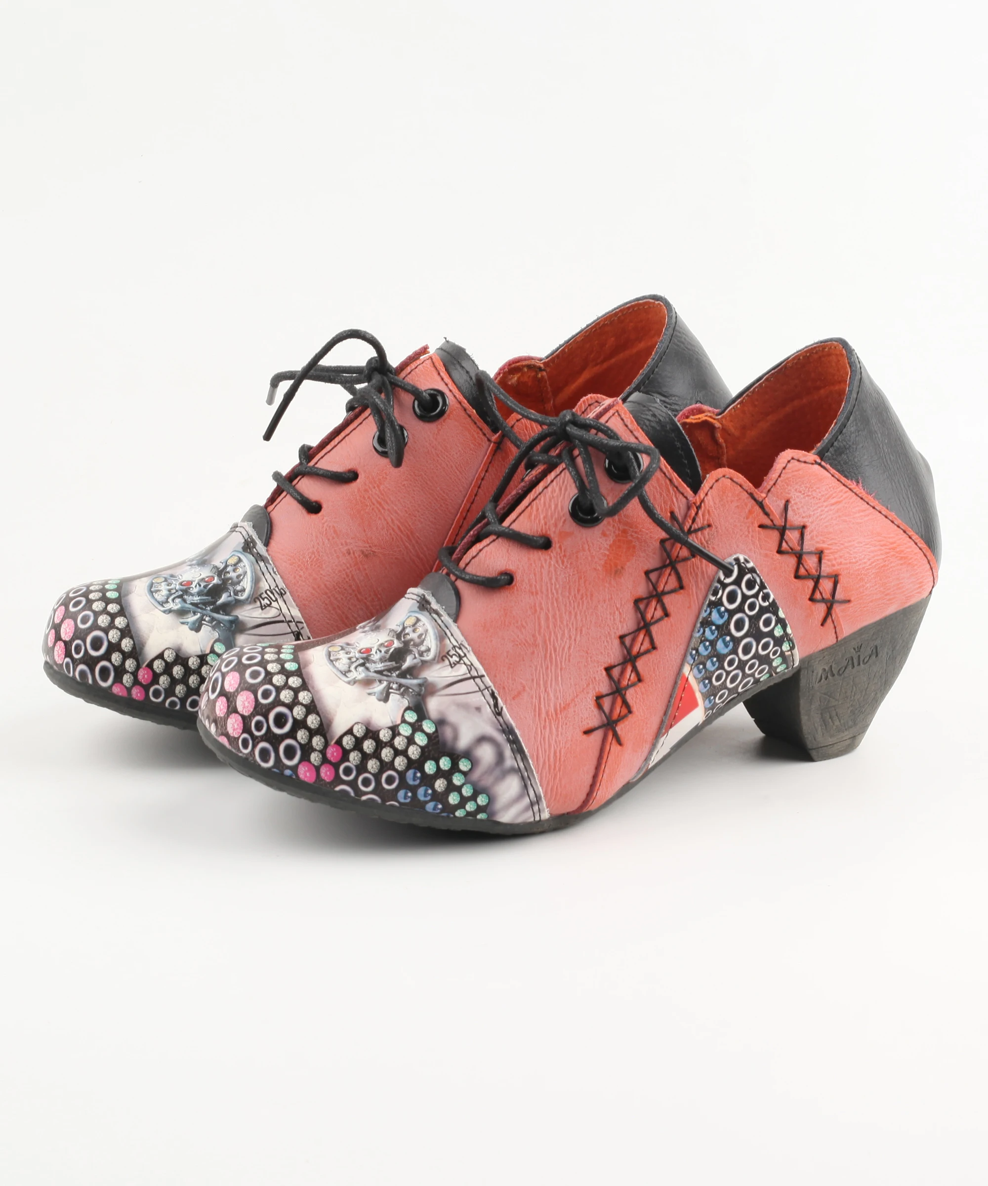 TMA EYES Взрывные женские туфли на каблуке с кожаным ремешком в горошек стиле ретро