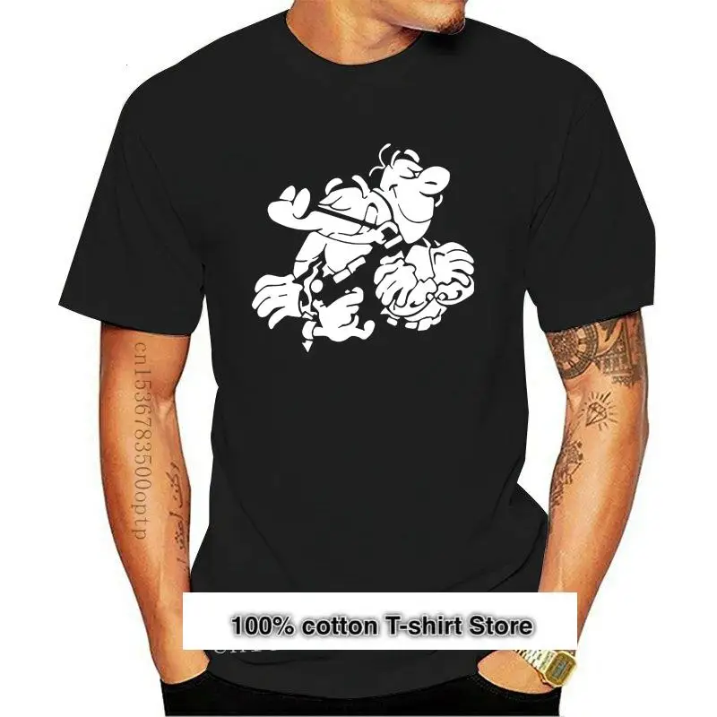 

Camiseta de manga corta para hombre, filigrón de Mortadelo y camisa negra, nueva