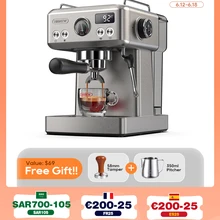 HiBREW 19Bar Semi Automatic Espresso Coffee Machine Temperature Adjustable 58mm Portafilter Coffee Maker Inox Case H10A