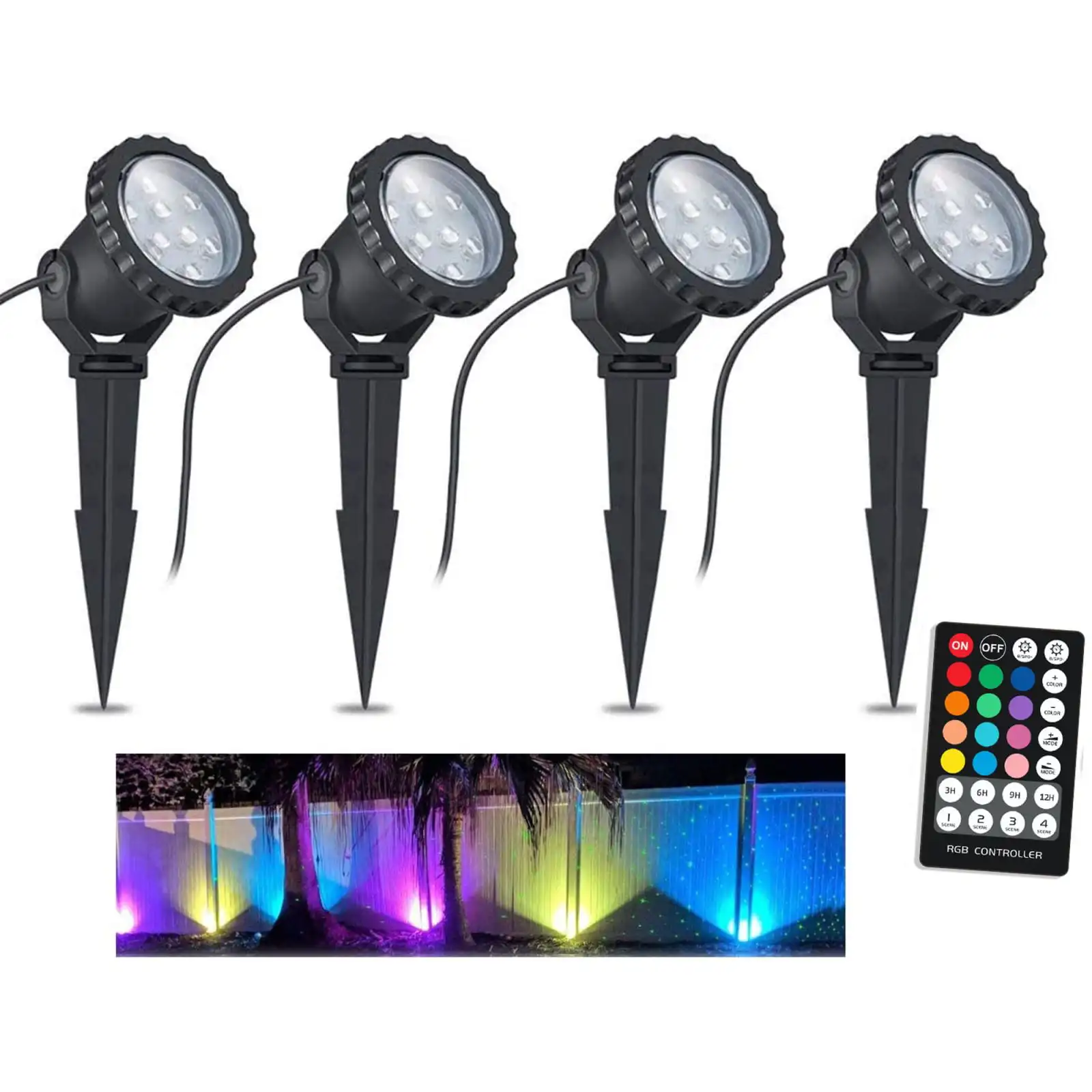 

HMTX Color Changing LED Landscape Lights 12W Landscape Lighting IP66 Waterproof LED Garden Pathway Lights Walls Trees Outdoor Sp