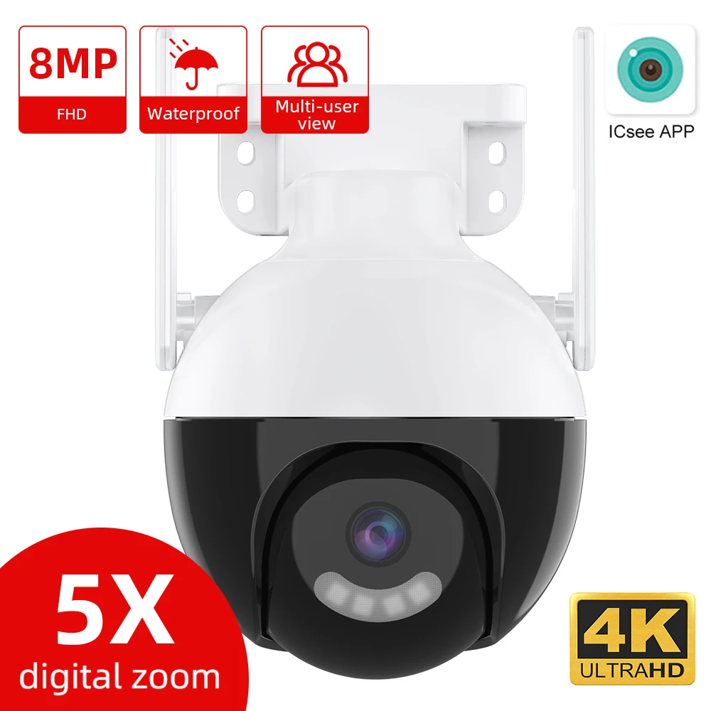 

8MP 4K PTZ Camera Indoor IP Wifi Camera Outdoor Video Surveillance Security CCTV IP Camera 5X Digital Zoom For Housing Outside