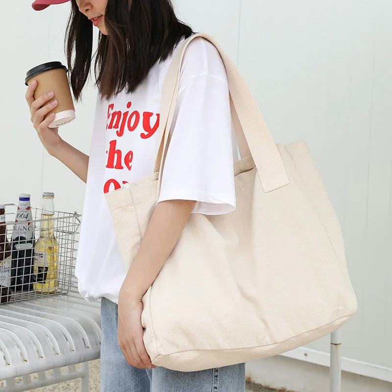 

Large Canvas Women Shoulder Shopper Bag Fabric Cotton Cloth Shopping Bag for Woman 2022 Female Handbags Student Tote Book Bag