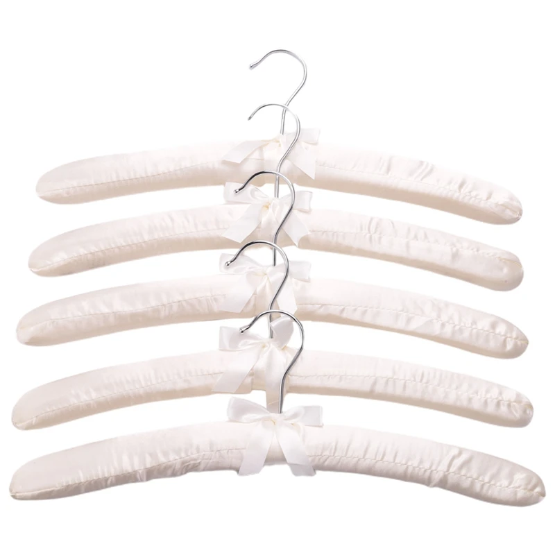 

New-Satin Padded Hangers For Delicate Wedding Dresses Silk Hangers With Anti-Rust Swiveling Chrome Hook For Winter Sweaters
