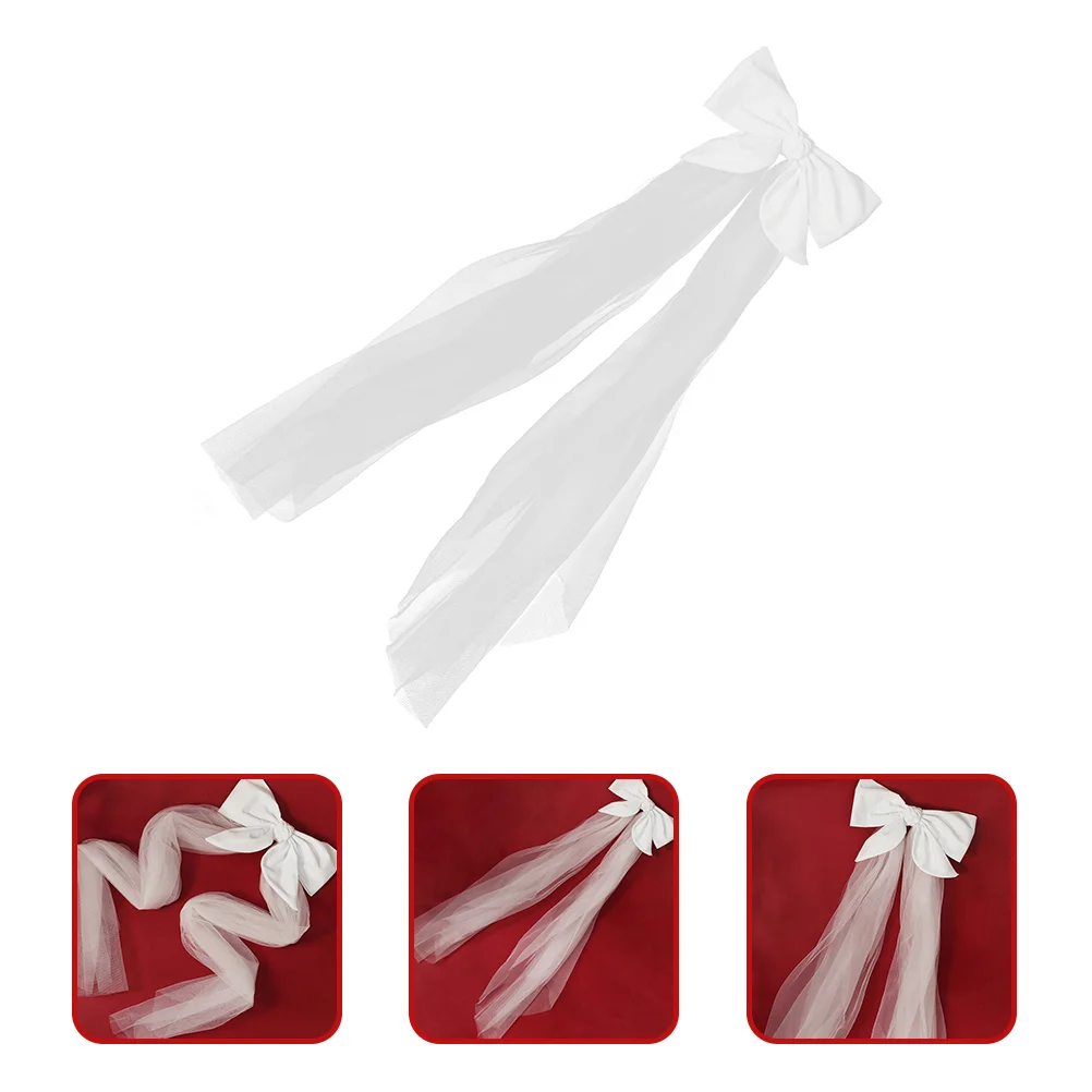 

Veil Hair Bride Bridal Clamp Bow Wedding Bachelorettecliphead Tutu Brides Ribbon Veils Short Bands Accessories Knotheadwear