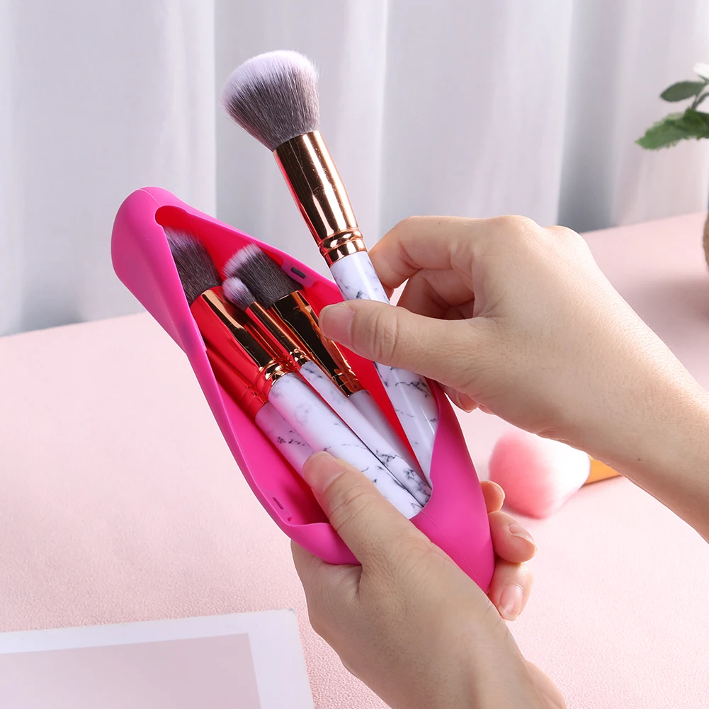

Travel Organizer Silicone Makeup Brush Holder Multifunctional Beauty Tool Pouch Travel Case Lipstick Pen Bags