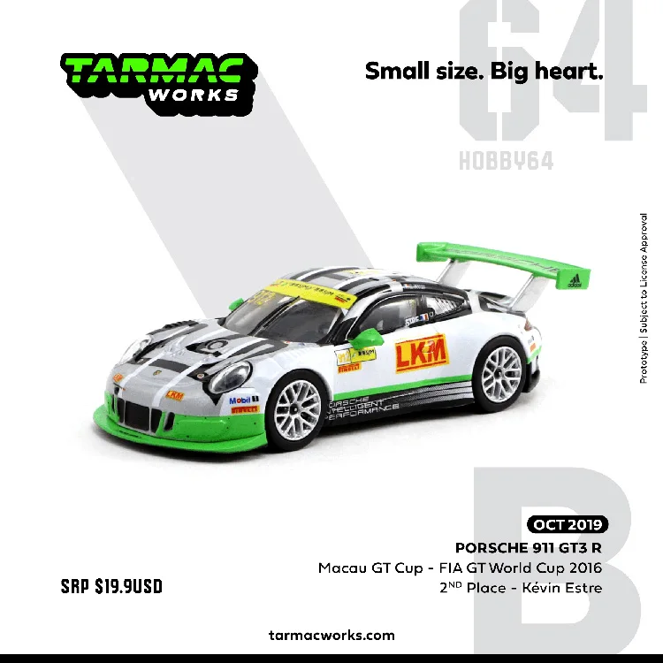 

Tarmac Works TW1:64 Porsche 911 991 GT3 R 2016 Macau Cup Second Place No. 912 Collection Ornament Gift Free Shipping