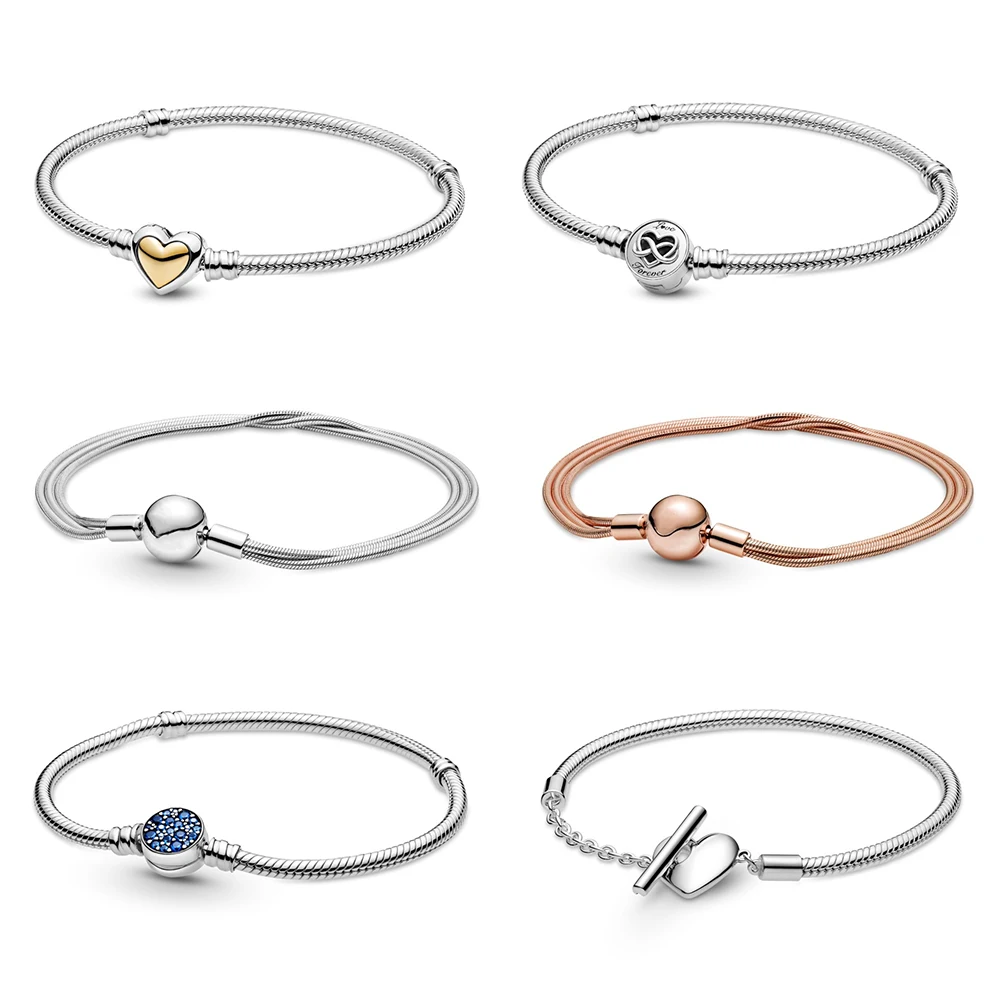 

2023New Fashion Bangle Fit Original Argent 925 Femme DIY Charms Beadeds Handmade Custom Beads Mujer Bracelets Jewelry Women gift