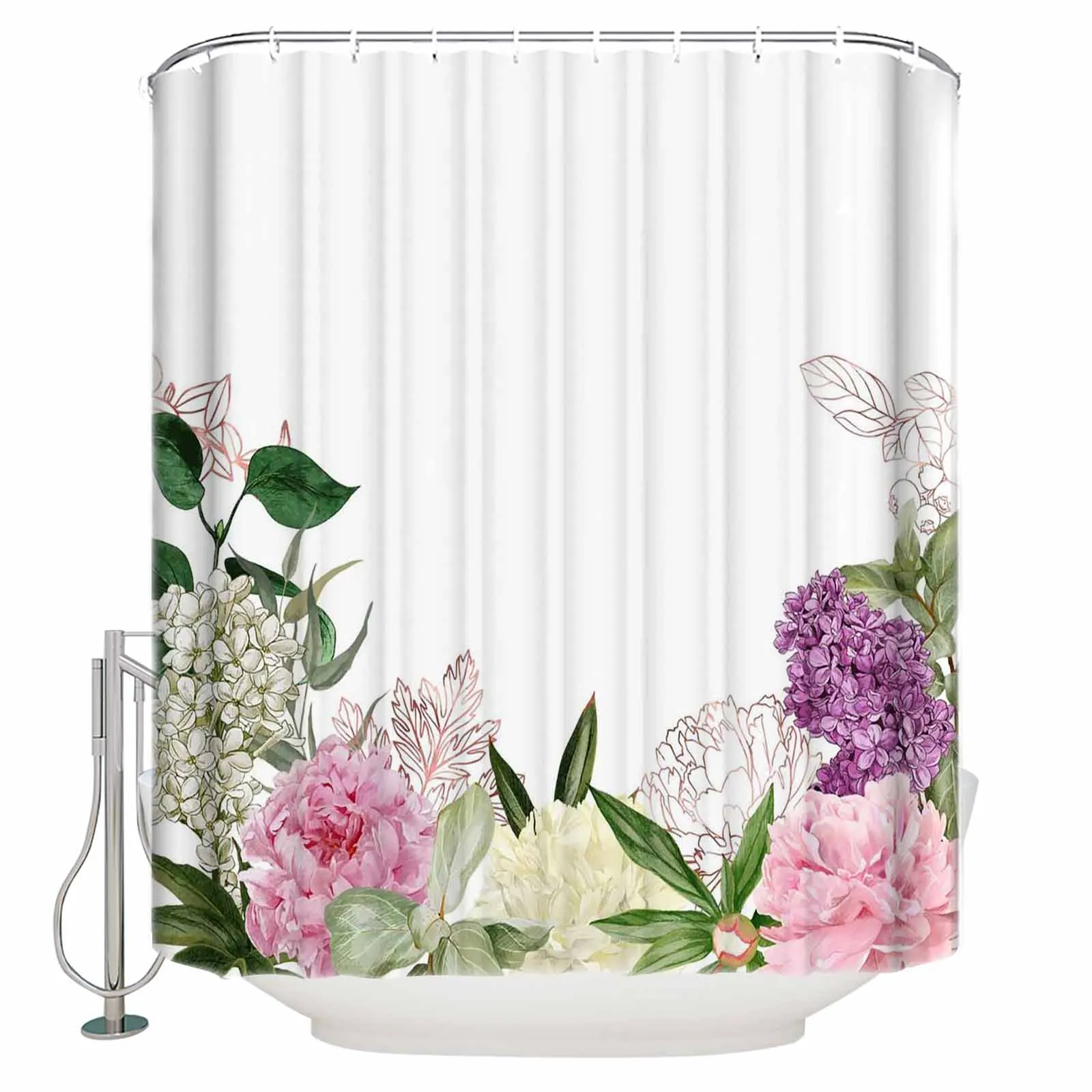 

Пышные пионы и розы, Цветочная душевая занавеска с ароматом s для ванной, домашний декор, занавеска для ванной комнаты, современный дизайн, з...