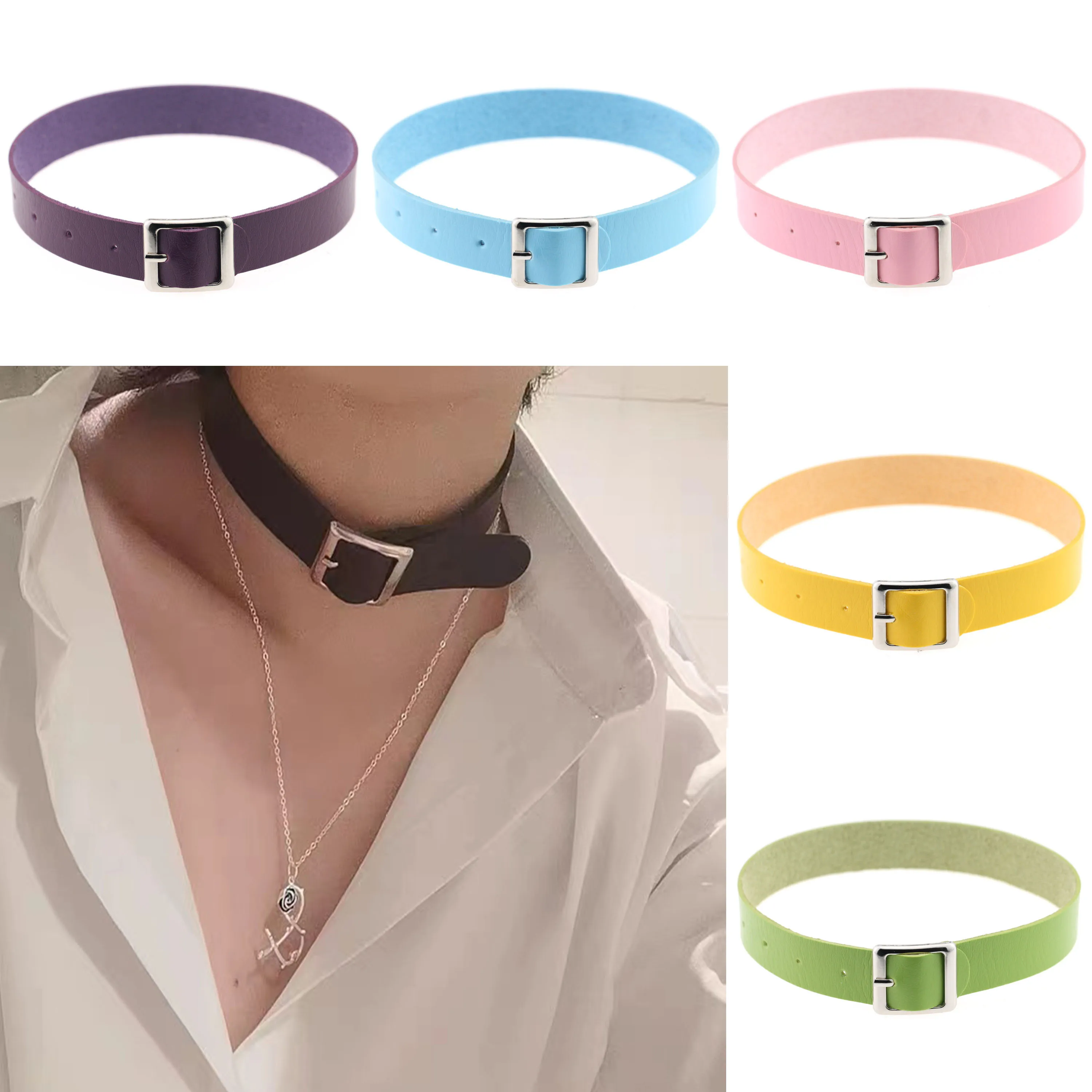 

Goth Choker 16 Inch Punk Gothic Sexy Collar Necklaces for Women Egirl Gothic Leather Belt Harajuku Chocker Kpop sweet Jewelry