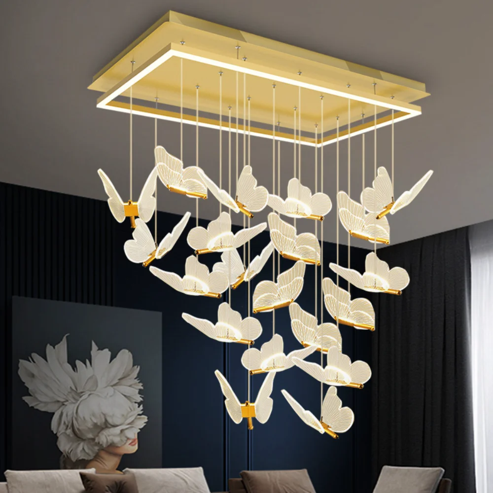 

Modern LED Square Butterfly Chandelier Nordic Restaurant Bedroom Simple Creative Entrance Cloakroom Chandelier