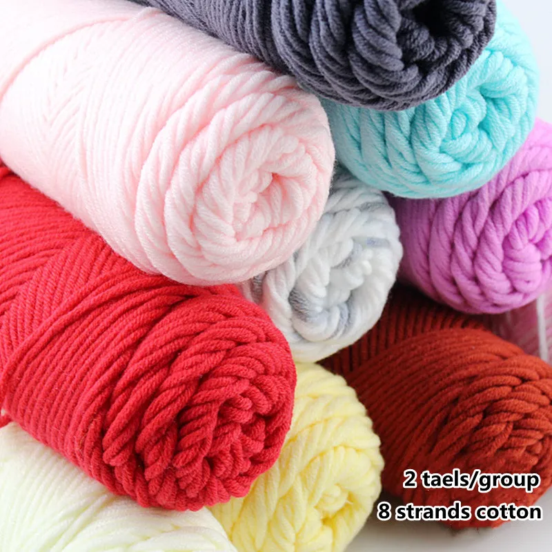 

3 Pcs Cotton Wool 8 Strands Scarf Thread Milk Cotton Baby Knitting Clothes Thread Stick Needle Thick Thread Embroidery Thread