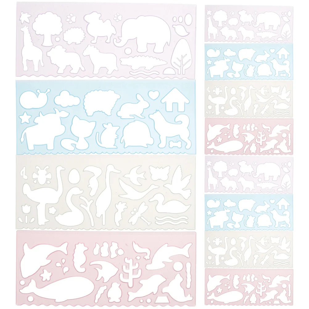 

24 Pcs Magazine Animal Drawing Ruler Child Stencils Crafts Animals Journal Pp Painting
