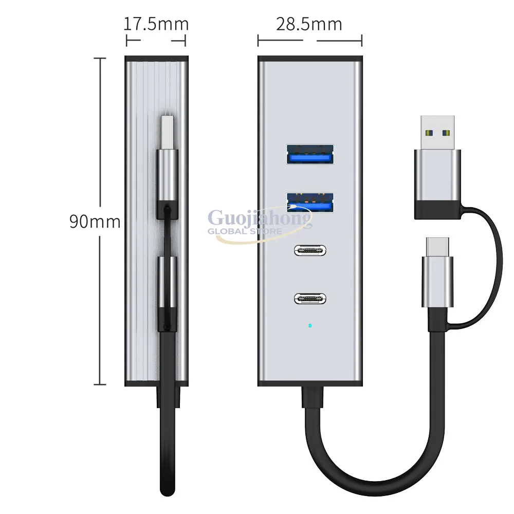 Фото Трансграничный USB 3.0 хаб 3.1 Gen2, 10 Гбит/с, для ноутбуков, 2-в-1 разветвитель №3