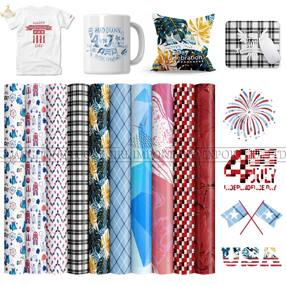 

Lucky Goddness 10 Pcs Independence Day Infusible Transfer Ink Sheets 12*12 In Blue Sublimation Ink for Heat Mug Press T-Shirts