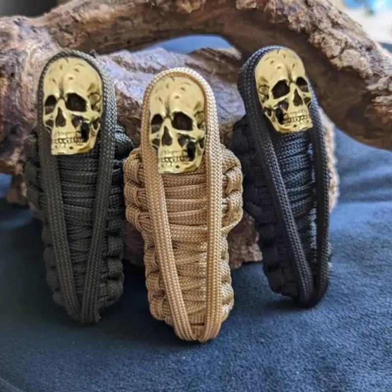 

Funny Scary Metal Keychain Mummy Skull Keychain Rope For Biker Bag Paracord Hangings Bag Toy Braided Keychain Pendant Car