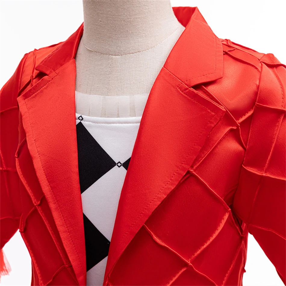 Harley одежда для ролевых игр клоуна Дети Хэллоуин Квинн косплей девушка красный