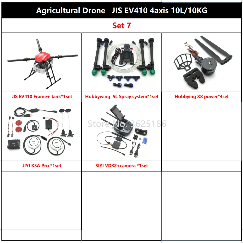 

JIS EV410 E410 4 Axis 10L 10KG Folding Quadcopter Agriculture Drone Frame Hobbywing X8 Motor SIYI VD32 H12 T12 JIYI K3A K++ V2