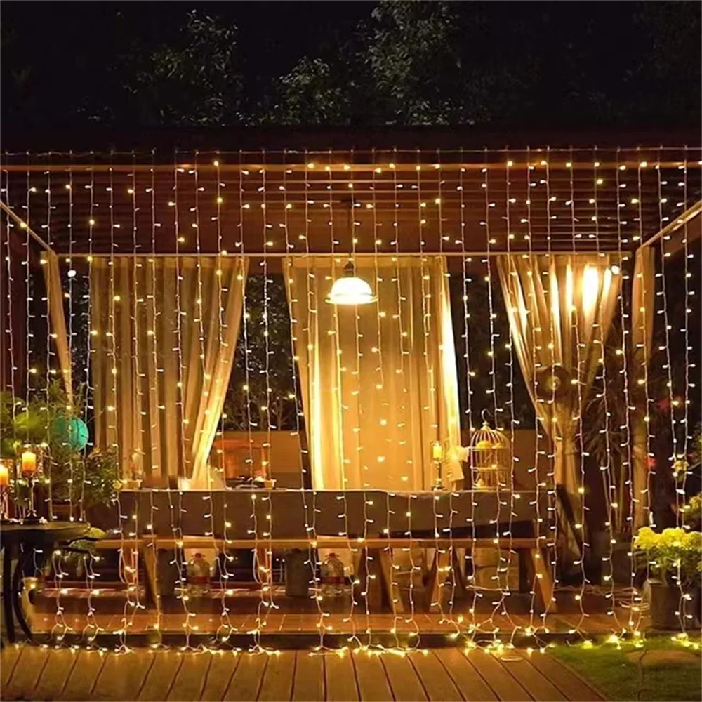 Icicle Curtain String Lights LED Window Fairy Lights 8 Lighting Modes Christmas Decoration 2023 For New Year/Xmas/Wedding Decor