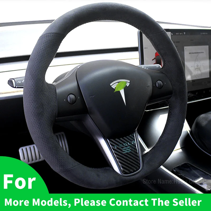

Leather Steering Wheel Cover For Tesla Model 3 Model Y Model X Car Accessories Car Styling Alcantara Steering Wheel Case