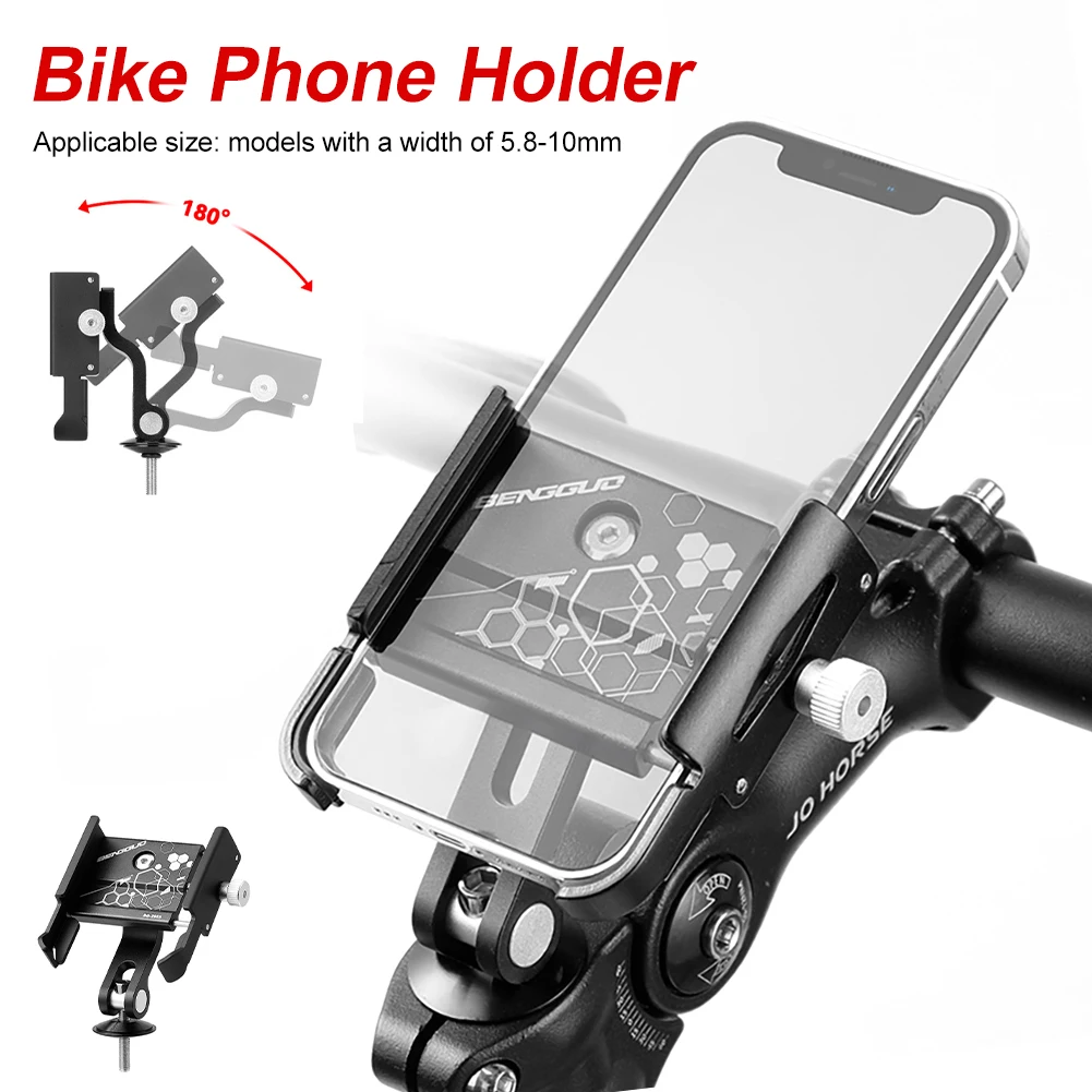 

1Pc Bike Phone Holder Adjustable Aluminum Alloy Front Fork Phone Mount Anti Shake Bike Navigation Bracket For 3.5-7.2in Phones
