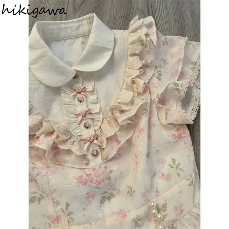 Женское лоскутное платье с цветочным принтом платье-трапеция коротким рукавом и