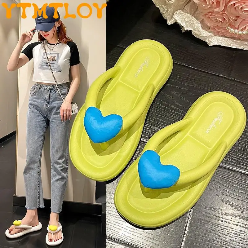 

Sweet And Loving Girl Flip-flops Women Wear 2022 Summer New Net Red All-match Thick Bottom Thong Beach Sandals And Slippers