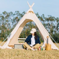 outdoor three season cotton canvas camping pyramid tent adult teepee tent indian tipi tent for 23 person