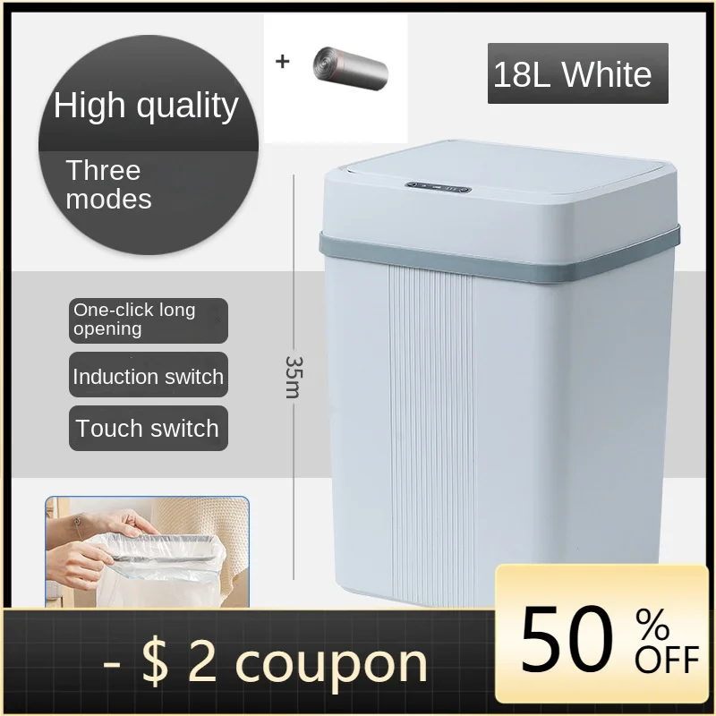 

Мусорная корзина с автоматическим датчиком, умное электрическое Бесконтактное ведро для мусора, водонепроницаемое ведро для кухни и ванной, 18 л, с крышкой
