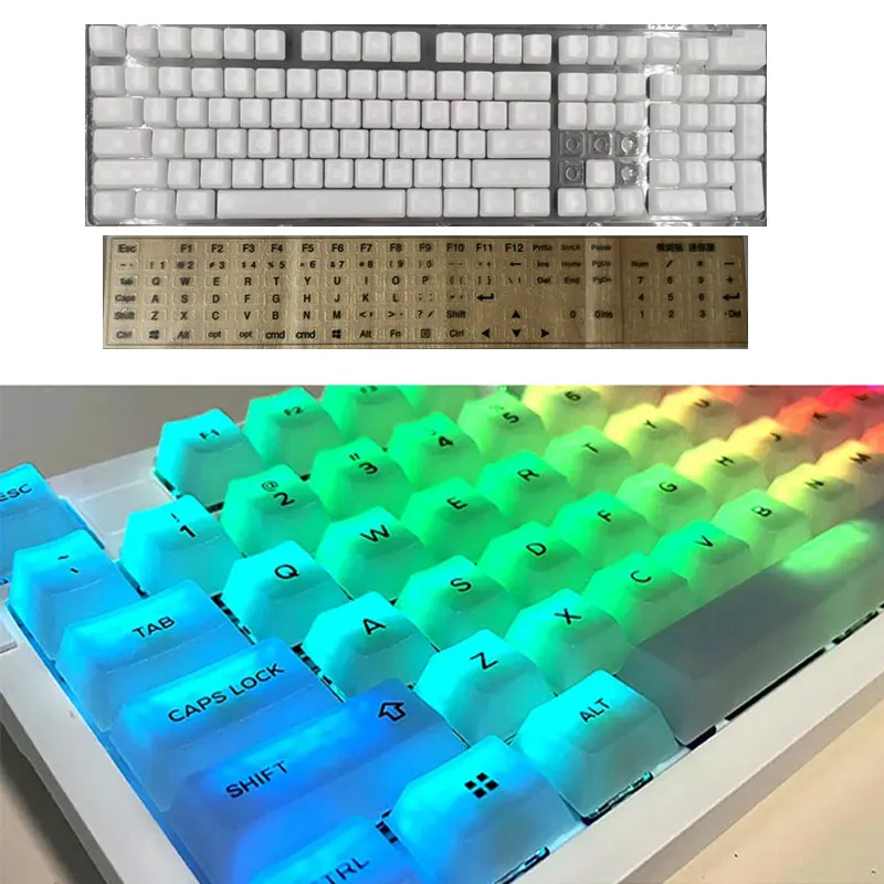 Прозрачные колпачки клавиш PBT 104 клавиши механическая клавиатура OEM профильная