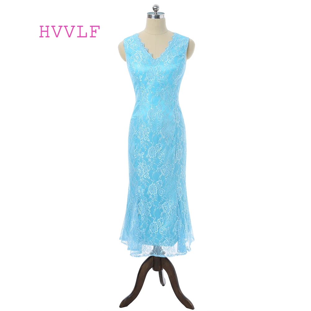 Платье для матери невесты с V-образным вырезом и кружевом |