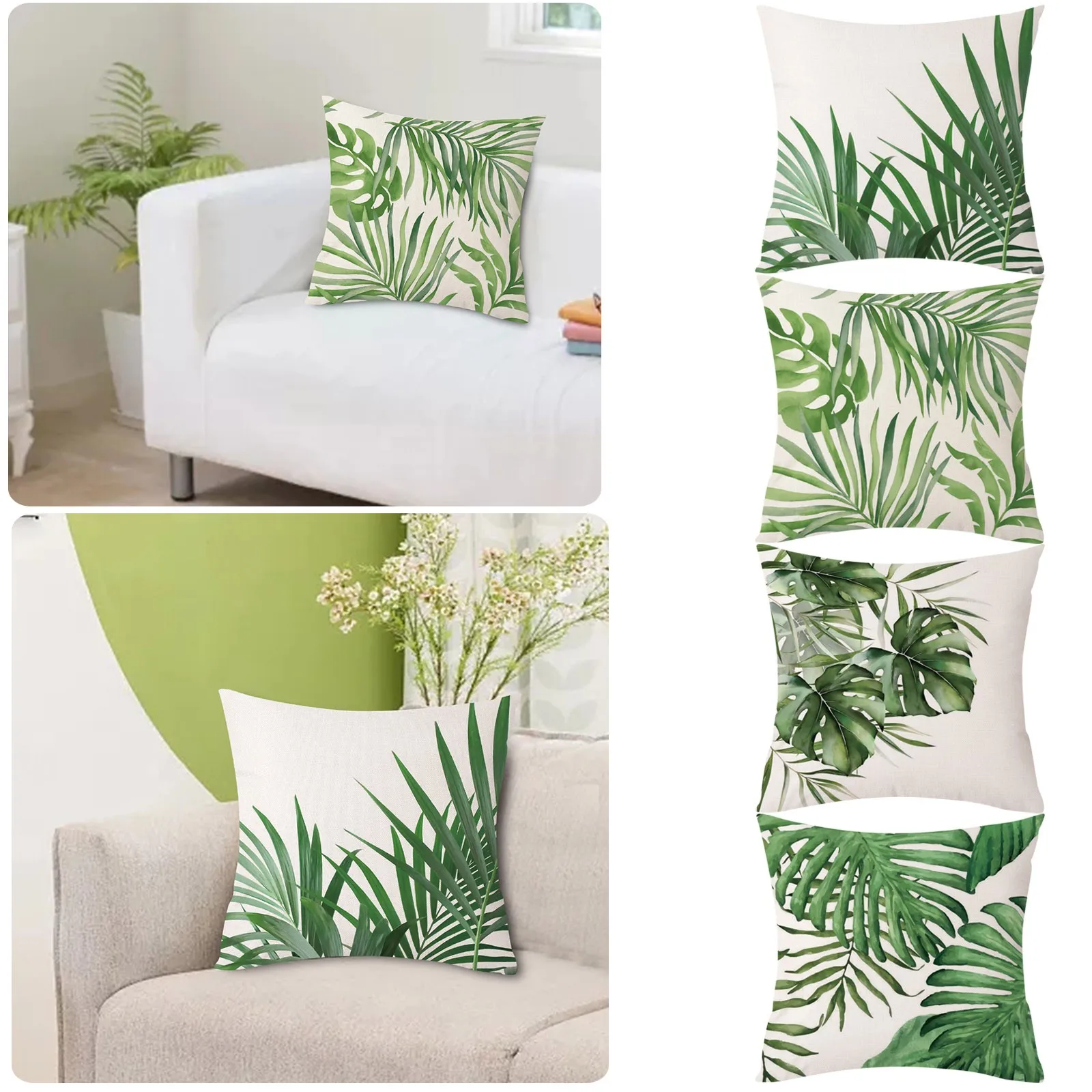 

Green Botanical Jungle Collect Design Pillowcase Sofa Cushion Tropical Rainforests Leaf Decorative Throw Pillow Sweet Pillowcase