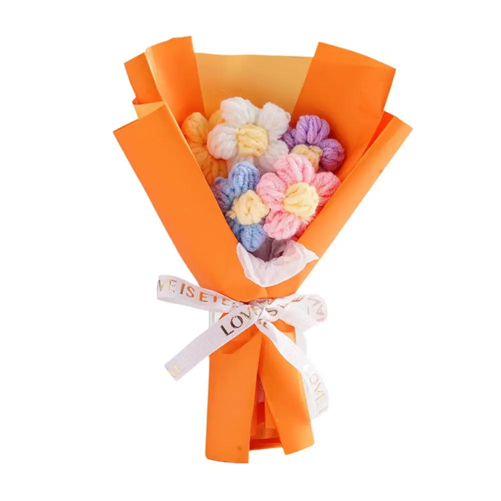 Ручная работа вязаный крючком вечный цветок Плетеный букет творческий A7B2