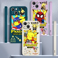 pikachu for apple iphone 12 13 pro mini pro max x xr xs xs max se 2020 liquid silicone cover funda soft phone case capa coque