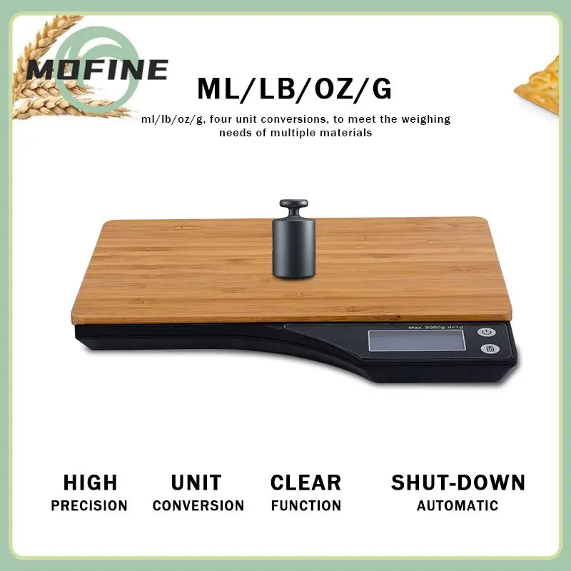 

5kg/1g Digital Electronic Kitchen Food Diet Scale Coffee Scale G OZ ML IB Electronic Bamboo Board Scale For Espresso Pour Over