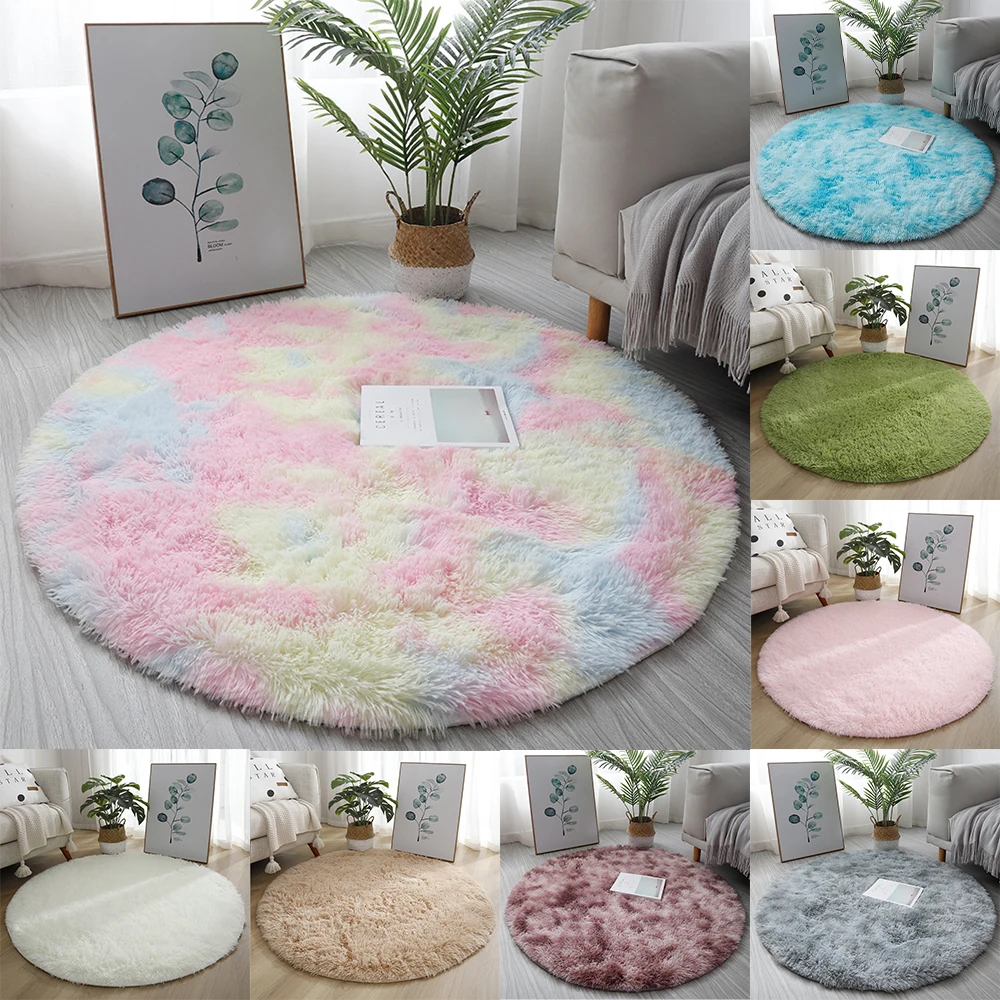 

Xmas Round Plush Carpet For Living Room Anti-slip Fluffy Large Area Mat Thick Bedroom Decorative Carpets Floor Soft Rug Home Rug