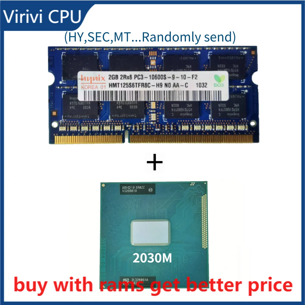 

DDR3 2G 1333Mhz with2030M 2030M SR0ZZ 2.5 GHz Dual-Core Dual-Thread CPU Processor 2M 35W Socket G2 / rPGA988B