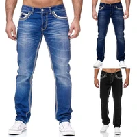 new jeans mens straight leg fashion classic blue and black pants spring and summer loose wide leg mens jeans denim trousers