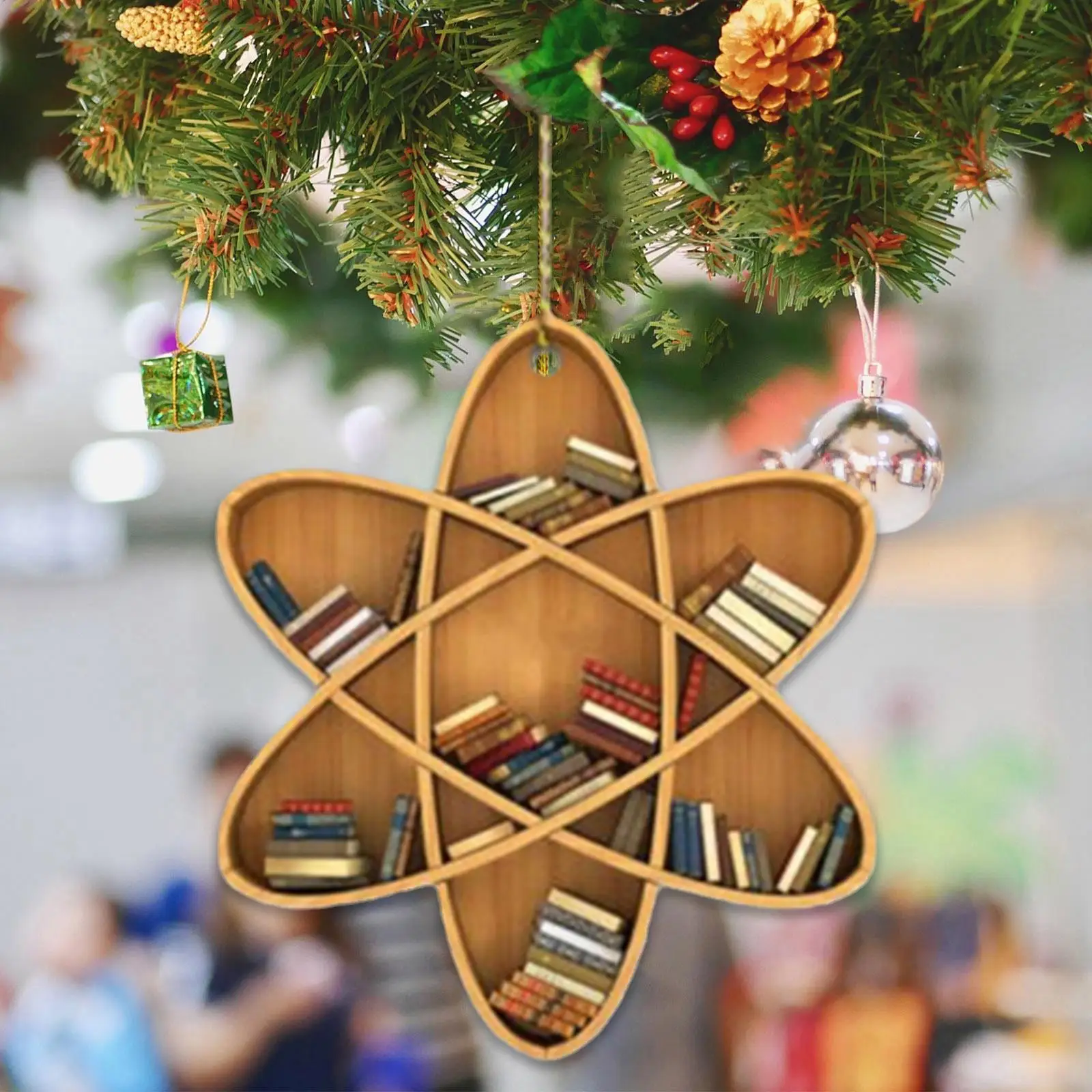 

One 10cm Irregular Bookshelf Pendant Christmas Tree Ornament Gift Hanging Christmas Acrylic Bookshelf Decoration I3s0