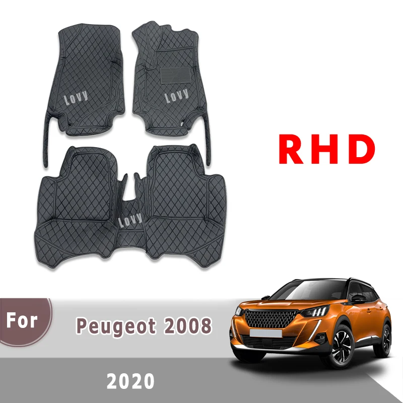 

Автомобильный напольный коврик RHD для Peugeot 2008 2020 2021, ковры, автомобильные внутренние детали, чехлы, автомобильные аксессуары, педали, накладки, коврики