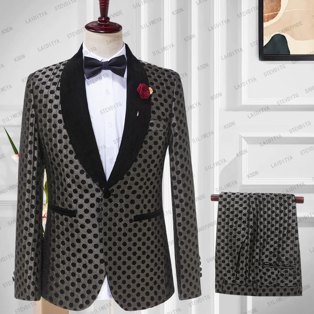 

Новинка 2023, шаль в горошек по индивидуальному заказу, блейзер и брюки для жениха в повседневном стиле, смокинг для свадьбы