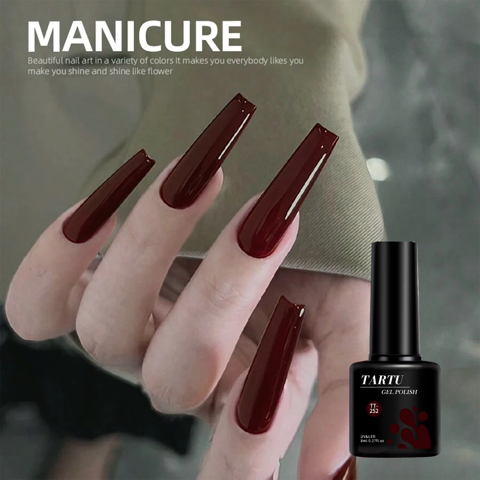 TARTU 8 мл Гель-лак для ногтей Бордовый красный коричневый шоколадный Nail Art Soak Off UV/LED