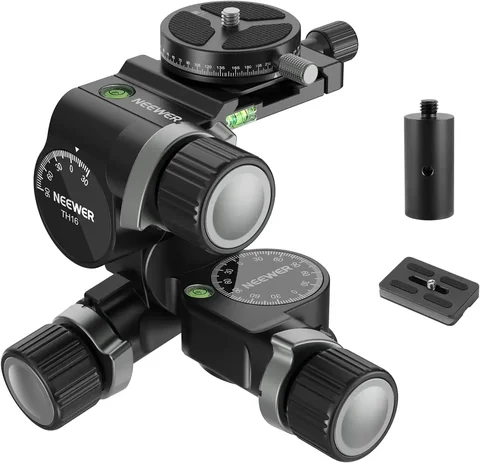 NEEWER TH15/TH16 3-сторонняя головка штатива с поворотом на 360 градусов Pan Arca Тип QR Пластина из алюминиевого сплава 3-осевая головка с наклоном и переключателем