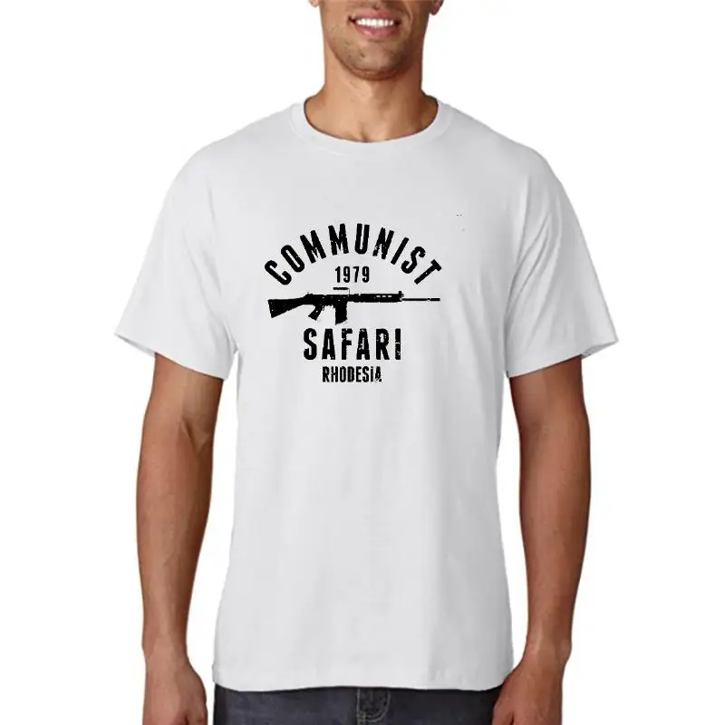 

Rhodesia 1979 Commie Safari Black Ink T-Shirt Harajuku Design T Shirt WomenMen Style Skate Clothing