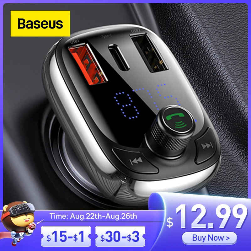 Baseus FM Transmitter Bluetooth 5.0 Handsfree Car Kit Audio MP3 Player With PPS QC3.0 QC4.0 5A Fast Charger Auto FM Modulator