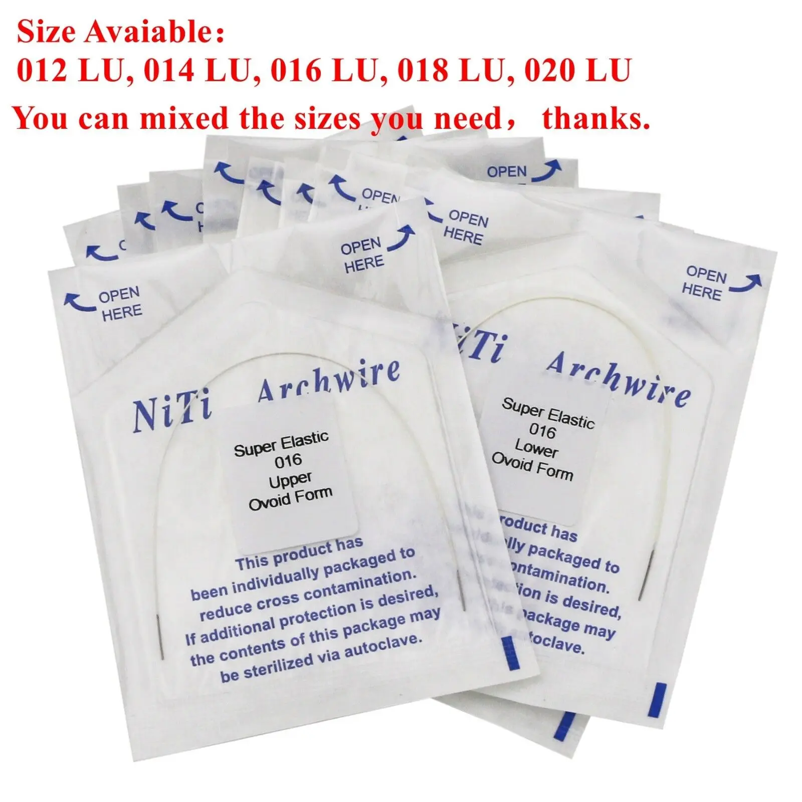 

10 Pcs Dental Orthodontic White Color Coated Niti Arch Wire Round Upper Lower