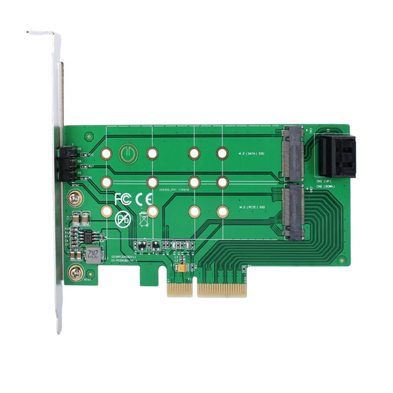 

PCIe x 4 to NGFF(PCIe) NVMe SSD and SATA to 2 x NGFF(SATA) Adapter Card M Key/B Key Adapter Card